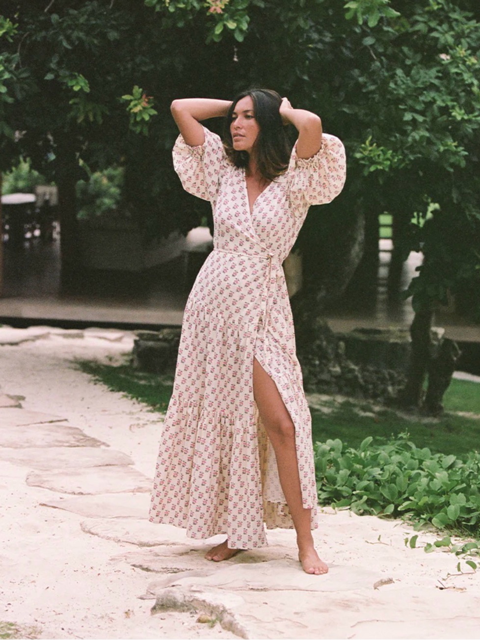 Daughters Of India Zuri Midi/Maxi Wrap Dress In Peony